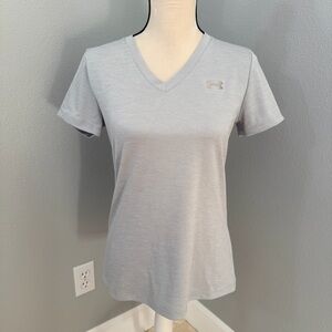 Under Armour Women's Light Gray V-Neck Short Sleeve Performance Tee